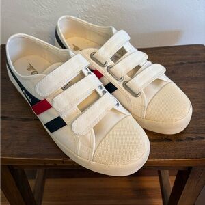 Gola White Sneakers with Red and Blue Stripes
